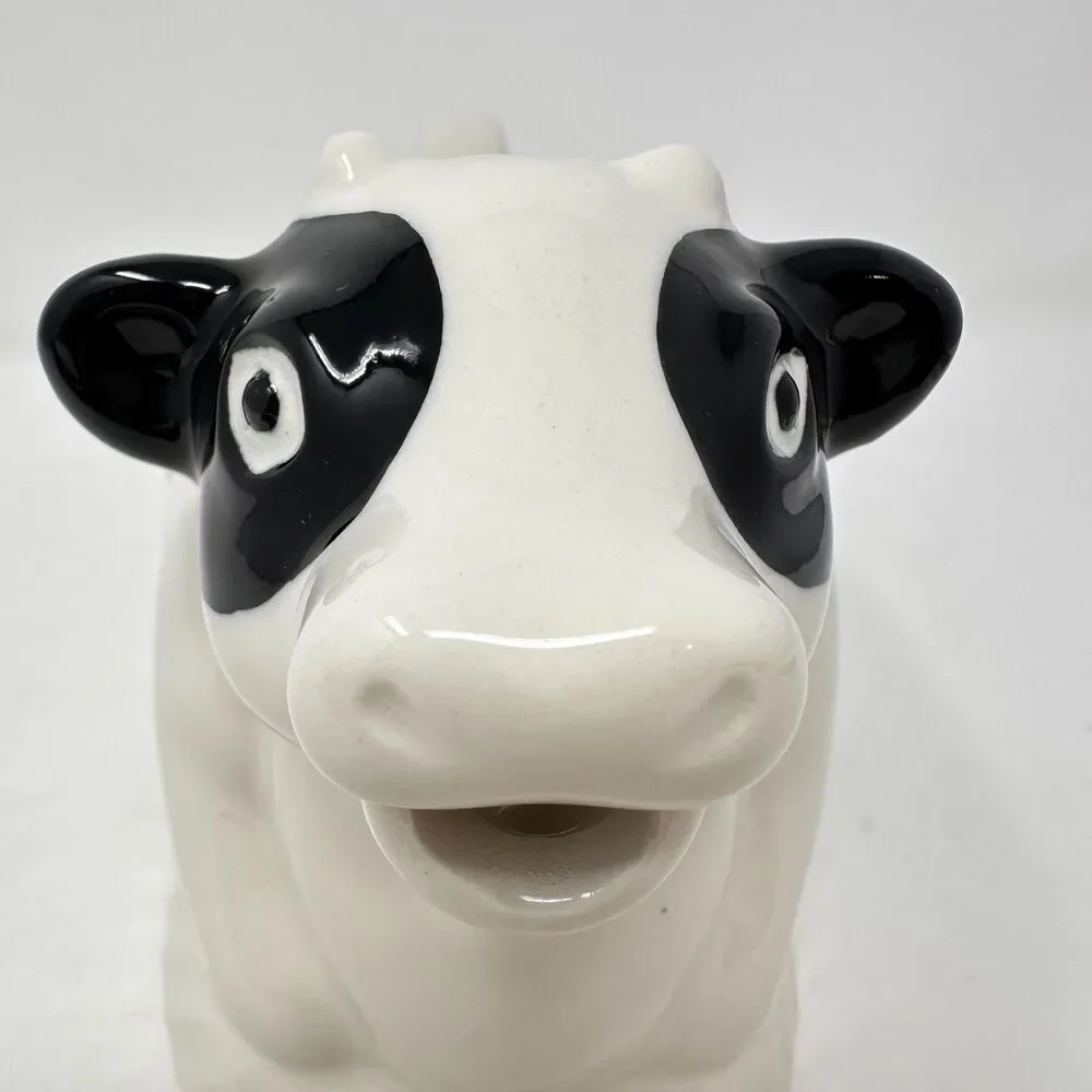 Vtg Himark County Fare Cow Creamer Ceramic Pitcher Japan Black White 7.5